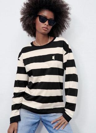 Полосатый лонгслив в полоску тельняшка zara