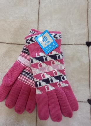 Перчатки розовые!новве!на флисе