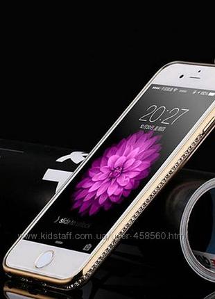 Чохол для iphone 6/6s гальванічний обідок зі стразами