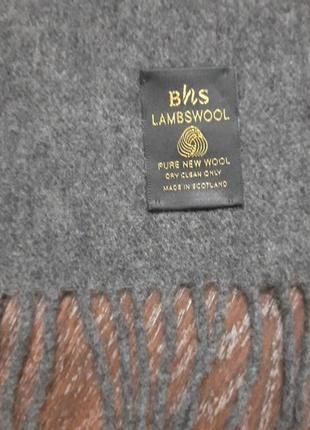 Брендовий 100% вовнa pure new wool  шарф шотландія унісекс від bhs lambswoll