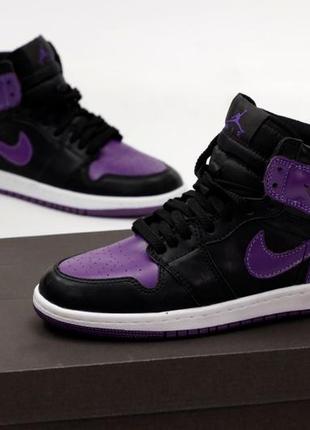 Nike air jordan 1 violet, кроссовки мужские найк джордан 1 фиолетовые, кросівки джордан чоловічі