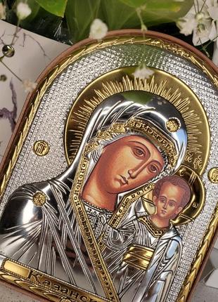 Серебряная икона "казанская", драгоценная, ювелирная