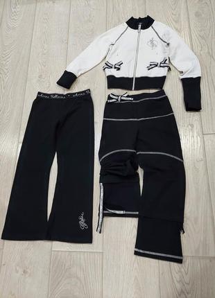 Шикарный костюм, коплект arina by charmante с широкими штанами черно-белый 104-1102 фото