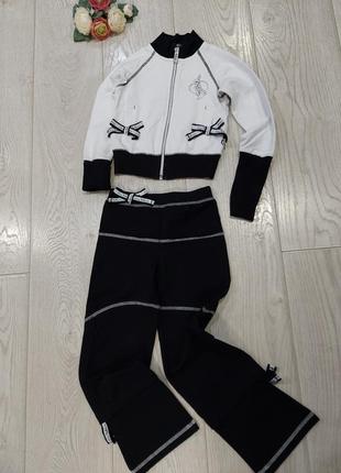 Шикарный костюм, коплект arina by charmante с широкими штанами черно-белый 104-1109 фото