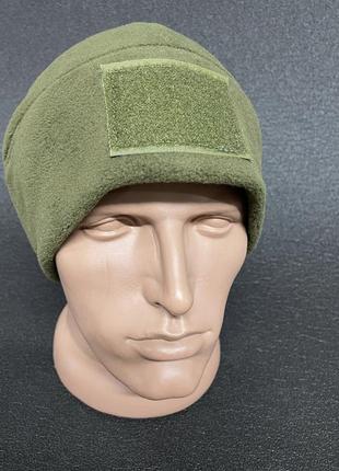 Зручна флісова шапка в кольорі олива 🫒1 фото