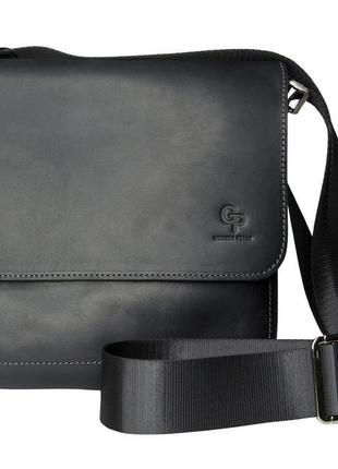 Мужская сумка grande pelle, сумка мессенджер из натуральной кожи, мужская черная сумка планшетка, матовая топ1 фото