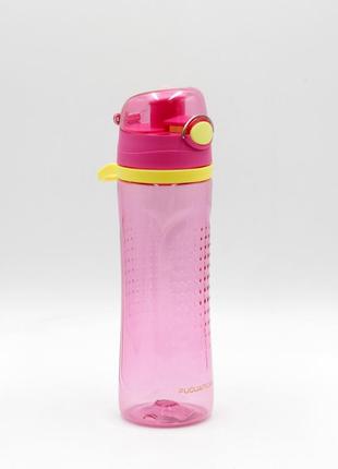 Бутылка для воды stenson 620 мл прозрачная розовая / серая с поилкой, ситечком, с петлей топ