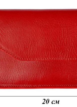 Жіночий шкіряний гаманець grande pelle,гаманець з монетницею і відділенням для телефону,червоний колір, глянсовий топ5 фото