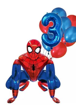 Человек паук шарики цифра 3,4,6,7,8,9 фольга набор 10 эл5 фото