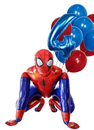 Человек паук шарики цифра 3,4,6,7,8,9 фольга набор 10 эл3 фото