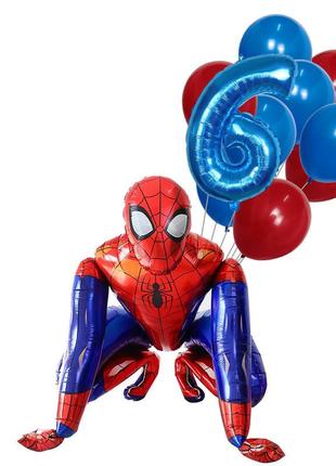 Человек паук шарики цифра 3,4,6,7,8,9 фольга набор 10 эл1 фото