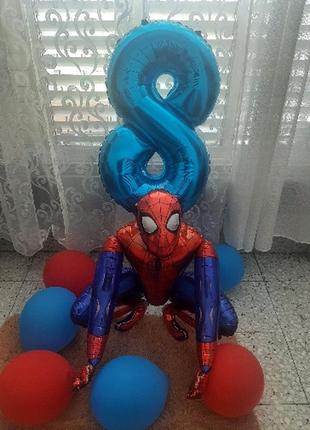 Человек паук шарики цифра 3,4,6,7,8,9 фольга набор 10 эл7 фото