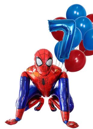 Человек паук шарики цифра 3,4,5,6,7,8,9 фольга набор 10 эл