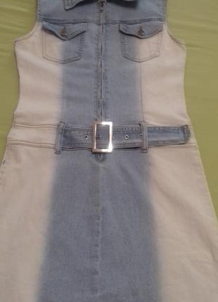 Платье джинсовое сарафан на молнии размер s/m4 фото