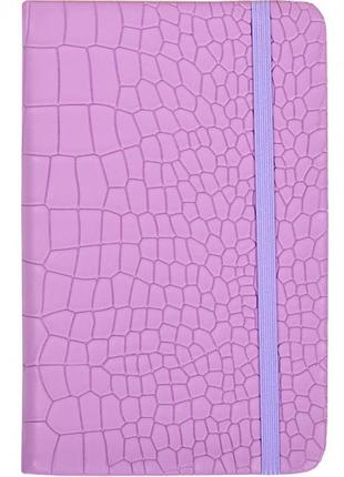 Блокнот на резинке 14*9см твердый переплет, кож/зам 5602-10 (фиолетовый)1 фото
