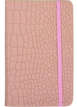 Блокнот на резинке 14*9см твердый переплет, кож/зам 5602-10 (розовый)1 фото