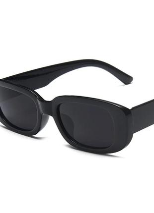 Солнцезащитные очки тигровые чёрные узкие квадратные2 фото
