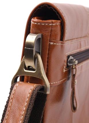 Вертикальная мужская сумка vintage 20830 кожаная коричневый6 фото