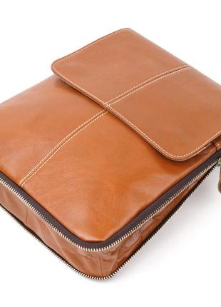 Вертикальная мужская сумка vintage 20830 кожаная коричневый3 фото