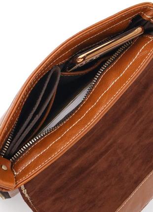 Вертикальная мужская сумка vintage 20830 кожаная коричневый4 фото