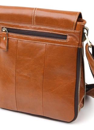 Вертикальная мужская сумка vintage 20830 кожаная коричневый2 фото