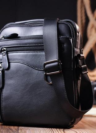 Практичная мужская сумка vintage 20823 кожаная черный