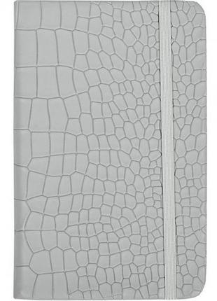 Блокнот на резинке 14*9см твердый переплет, кож/зам 5602-10 (серый)