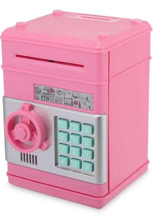 Детская копилка-сейф с кодом mk 4524 с купюроприемником (розовый)