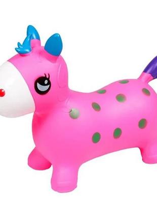 Дитячий стрибун-лошадка bt-rj-0065 з ріжками (pink)