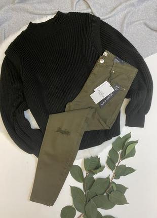 🌿скінні в кольорі хакі bershka basics