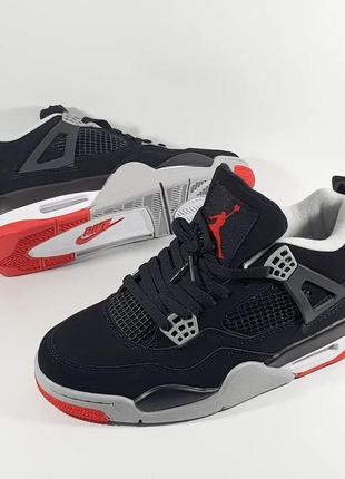 Кросівки жіночі nike air jordan 4 black red10 фото