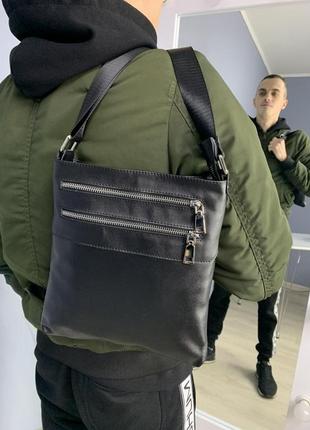 Чоловіча сумка 4 відділу натуральна шкіра гладка2 фото