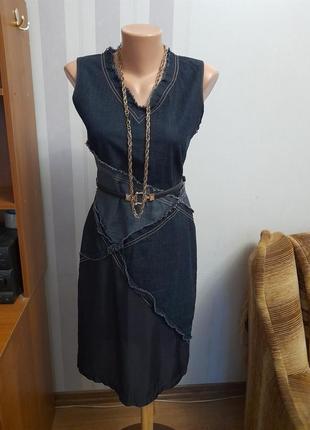 Комбіноване джинсове плаття платье из комбин рованной джинсовой ткани