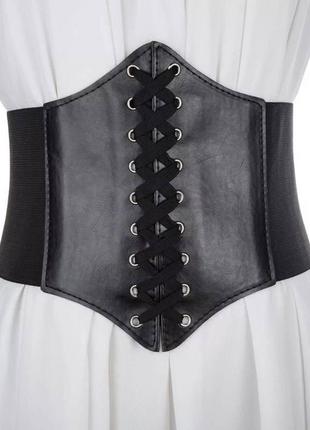 Корсет пояс ремень кожа черный завязки шнурок