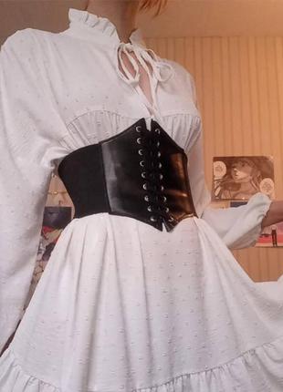 Корсет пояс ремень кожа черный завязки шнурок