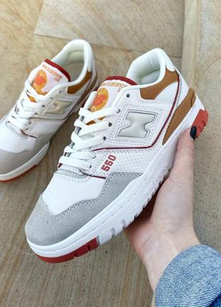 ❤️ new balance 550 white au lait жіночі популярні кросівки беланс білі помаранчеві женские популярные кроссовки белые оранжевые демисезон