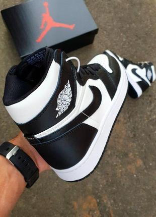 Кроссовки женские nike air jordan 1 high retro•black white•4 фото