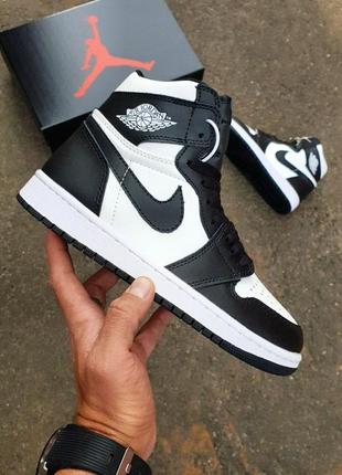 Кроссовки женские nike air jordan 1 high retro•black white•2 фото