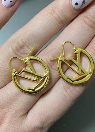 Серьги кольца женские брендовые в стиле луи витон louis vuitton3 фото