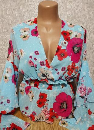 Вкорочена блуза квітковий принт