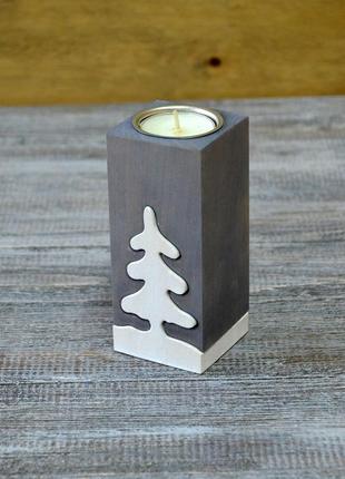 Свічник з дерева, свічник дерев’яний, свічник ялинка, прикраси до нового року2 фото
