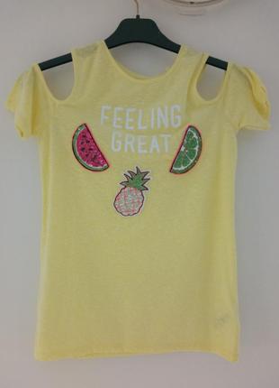 Футболка тм here&there з аплікацією фруктів з блискітками, р. 158/164