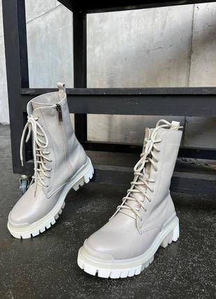 Шкіряні черевики берци демі зима байка овчина цигейка на цигейці з натуральної шкіри