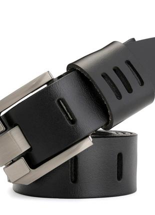 Ремінь чоловічий шкіряний класичний miluota (чорний)