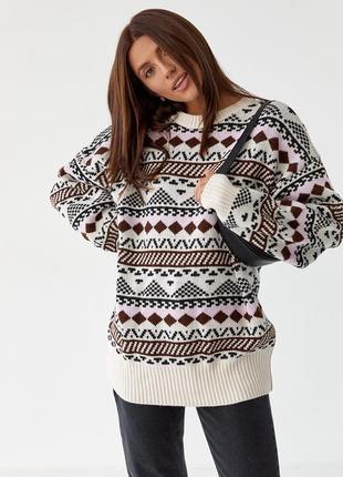 Кофта оверсайз с геометрическим узором, кофта, джемпер, світер