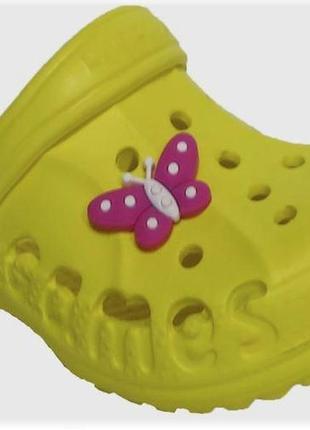 Крокси шльопанці для дівчинки. босоніжки сандалети пляжні. гумові тапочки сабо crocs (жовті)2 фото