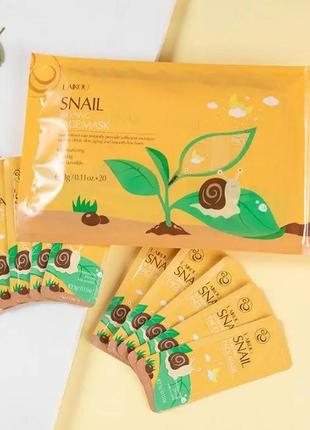 Набір нічних масок laikou snail anti-wrikle проти старіння шкіри 3 g (20 штук упаковка)1 фото