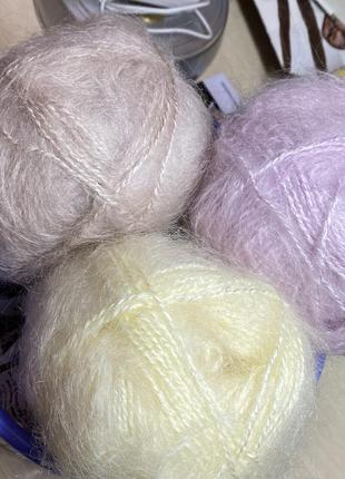 Митенки белые варежки вязаные молочные митенки рукавицы мохер шерсть ручная работа...