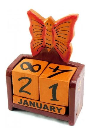 Календарь настольный "бабочка" дерево коричневая(15х10х5 см)1 фото