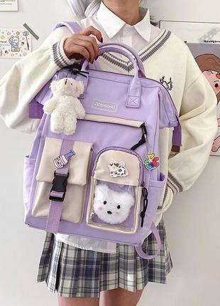 Шкільний підлітковий рюкзак, сумка-портфель для дівчинки 5-11 класу в наборі зі значками education, 5 кольорів2 фото
